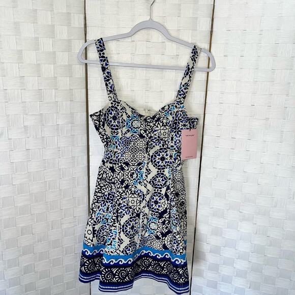 Avec Les Filles Floral Blue Dress Sweetheart Neckline Mini Sundress Womens 2 - Picture 14 of 14